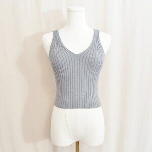 quince soft knit gray ribbed sweater tank size xs like new